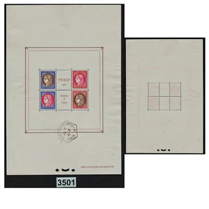 3501 FRANCE 1937 BLOC FEUIL.N°3 TIMBRE N° 348à351 Oblitéré sans Gomme COTE 450 € - Picture 1 of 1