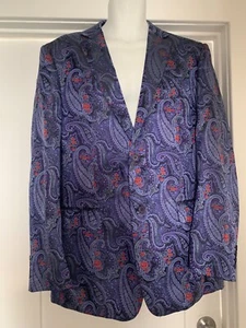 Leonardi Italy Men's Oversized Shirt Jacket Sz 2XL Blue Paisley Button Up - Picture 1 of 9