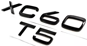 BLACK XC60 + T5 FOR VOLVO XC60 REAR TRUNK NAMEPLATE EMBLEM BADGE LETTERS NUMBER - Picture 1 of 2