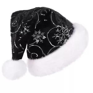 Phyxin Black Santa Hat Sequin Christmas Hat for Adult Party Hat for New Year ... - Picture 1 of 7