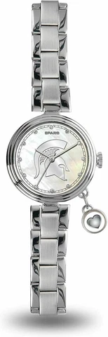 NEW! MICHIGAN STATE SPARTANS WOMEN'S CHARM WATCH MOTHER OF PEARL LICENSED Cover