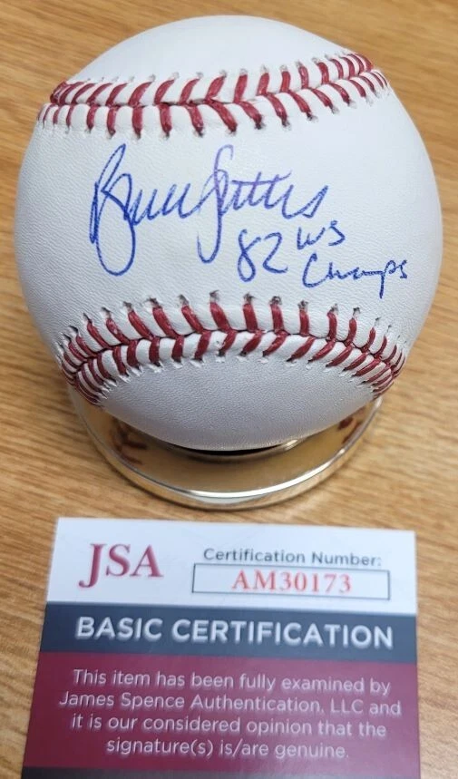 Autographed BRUCE SUTTER  "82 WS Champs" Major League Baseball w/ JSA COA - Image 1 of 1
