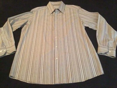 Concepts By Claiborne Mens Shirt Size Medium Button Up Long Sleeve Brown Stripe - Image 1 of 4