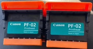 2 rare testine di stampa Canon PF-02 OEM - CMYK, 1656B001AA testate funzionanti IPF8000/9000 - Foto 1 di 3
