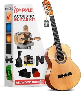 Kit de Guitarra Acústica Clásica para Principiantes Pyle 36", Tamaño Junior 3.4, Todo Madera - Imagen 1 de 7
