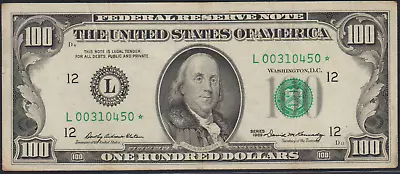 Fr.2164-L 1969 san Francisco $100 Federal Reserve Star Note Very Fine - Image 1 of 2