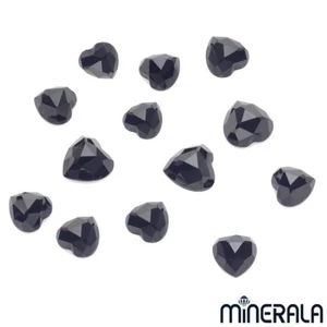 NATÜRLICHER SCHWARZER ONYX EDELSTEIN HERZFORM ROSENSCHLIFF LOSE VERSCHIEDENE GRÖSSEN WP0005B - Bild 1 von 2