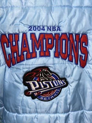 Vintage AND 2004 NBA Champions Detroit Pistons Puffer Jacket Light Blue Sz L - Image 1 of 4