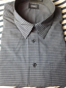 Camicia uomo a maniche lunghe Haggar Collections 2XL cotone blu bianco marrone chiaro a righe NUOVA - Foto 1 di 4