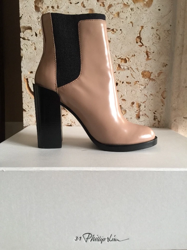 3.1 Phillip Lim Emerson Short Chelsea Leather Ankle Boots Booties Nude Shoes37/7 - Image 1 of 4