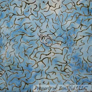 BonEful Fabric FQ Cotton Quilt VTG BATIK Blue Forest Log Cabin Wood Deer Antler - Picture 1 of 1