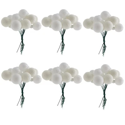 Weihnachts Mini Kugel Dekorationen An Draht 2Cm Packung Mit 72 - Weiß - Bild 1 von 3