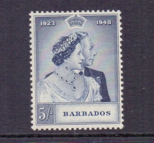 BARBADOS 1948 5/- SILVER WEDDING MNH CAT £20 - Picture 1 of 2