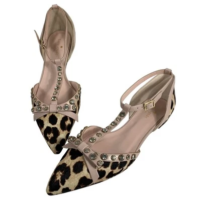 KATE SPADE NY Becca Calf Hair/Leather Leopard Pointed D'Orsay Flat 9.5 Italy EUC - Image 1 of 4