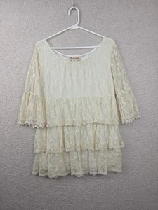 Vintage Lady Noiz Dress Womens Large Off White Fairy Lace Romantic Goth Shift - Picture 1 of 14