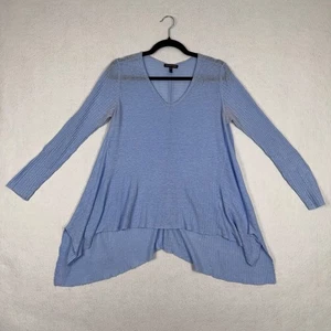 Eileen Fisher 100 % Leinen Strick hoher niedriger Saum blau Tunika Top Small Coastal V-Ausschnitt - Bild 1 von 6