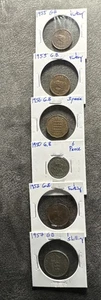 1950’s  Great Britain Pence, Farthing, Shilling 6 Coin Lot. All Non Magnetic. - Picture 1 of 14
