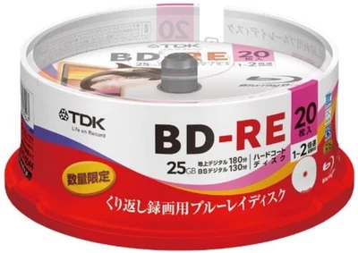 TDK Blu-ray disc BD-RE 25GB 2x disk 20pcs BEV25FLA20PUD F/S w/Track# Japan - Image 1 of 4