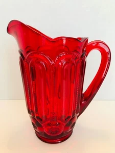 Weishar Glass Ruby Red Moon & Stars Large Pitcher 8 ⅜" - Picture 1 of 8