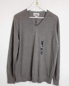 Autograph Men's Long-Sleeve Top Size XL 100% Merino Wool Taupe V-Neck NEW F2 - Picture 1 of 10