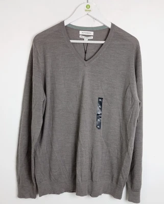 Autograph Men's Long-Sleeve Top Size XL 100% Merino Wool Taupe V-Neck NEW F2 - Image 1 of 4