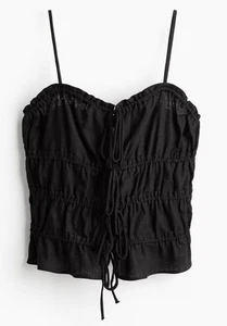 Divided Women’s M shirt Black Cami Top Tie Front Sleeveless Casual Blouse Y2K - Picture 1 of 13