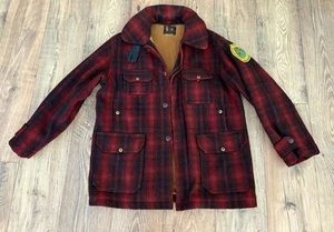 Vtg Woolrich Mackinaw Jacket 1940s Buffalo Plaid Wool Hunt Coat Chore Mens 40 - Picture 1 of 9