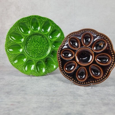 2 großer Teller 28cm+23cm Jugendstil Keramik Servierteller für Eier Eierteller - Bild 1 von 4