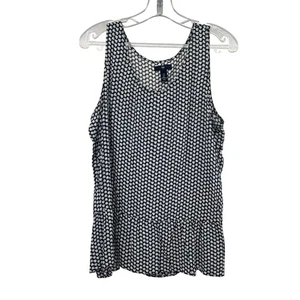 Gap Womens Heart Print Top Sleeveless Ruffle Hem Blue/White Size Large - Picture 1 of 9
