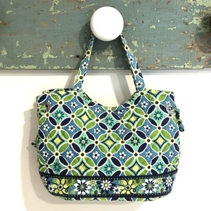 Borsa grande Vera Bradley Boho modello geometrico blu verde - Foto 1 di 7