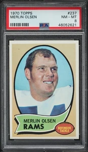 1970 Topps FB Card #237 Merlin Olsen Los Angeles Rams HOF PSA 8 NM-MT - Picture 1 of 2