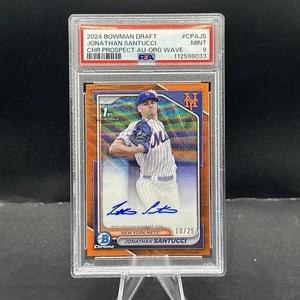2024 Bowman Draft Jonathan Santucci Chrome 1st Auto /25 Orange Wave CPA-JS Mets - Picture 1 of 2