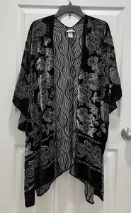 CATHERINES Floral Velvet Burnout Kimono Duster Damen One Size Goth - Bild 1 von 7