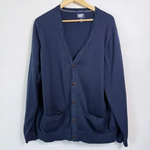 Cárdigan Suéter Lands End Para Hombres XXL Azul Supima Algodón Bolsillos Abuelo Preppy - Imagen 1 de 5