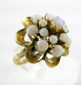 Anillo Princesa Harén Cabujón Ópalo Natural 15k Oro Amarillo Vintage Talla 6.5 - Imagen 1 de 17