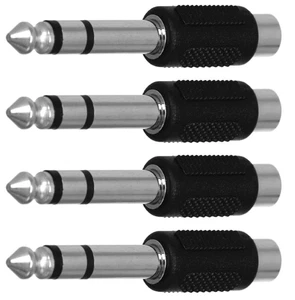 6.35Mm 1/4 Inch Stereo TRS Male Plug to RCA Female Jack Silver Adapter Connector - Picture 1 of 12