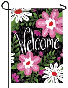 Bandera de jardín con flores y enredaderas brillantes - Imagen 1 de 1
