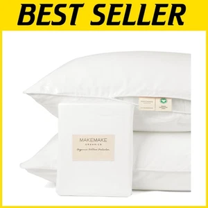 Set of 2 GOTS Certified Organic Cotton Pillow Protectors - Zippered Comfort - Picture 1 of 9