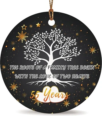 55 Aniversario Boda Cerámica Navidad Colgante Adorno Decoración Para Padres 3" Foto 1 de 4