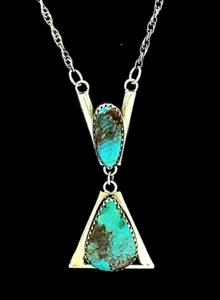 Turquoise and Sterling Navajo Necklace - Picture 1 of 3