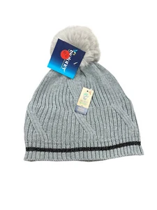 Isotoner Signature Women's Beanie With Faux Fur Pom - Grey NWT - Picture 1 of 2