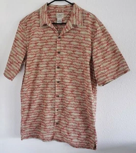 L.L Bean Men Tropics Button-Up Short Sleeve Geometric Print Cotton Shirt Size M - Picture 1 of 6
