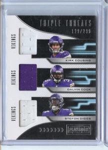 2018 Panini Playbook Triple Threats Relic 129/299 Dalvin Cook Kirk Cousins Diggs - Bild 1 von 2