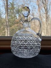 Victorian Cut Glass English Whiskey spirit flagon decanter cane 19th Century