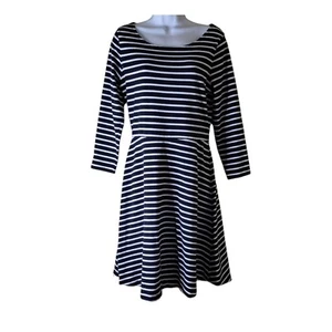 Old Navy Skaterkleid U-Ausschnitt Gr. M schwarz-weiß gestreift Baumwolle Stretch Strick - Bild 1 von 4