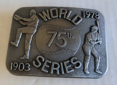 Putter Belt Buckle - size 3.5x2.5 "75th World Series" 1903-1978- Vico Cover