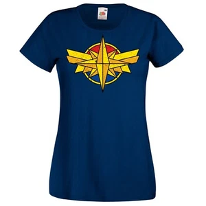 Youth Designz Captain Marvel Damen T-Shirt Print America Ironman Thor Fun Heldin - Picture 1 of 7