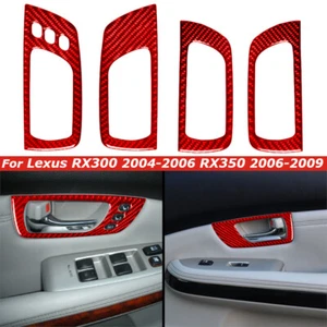 Red Carbon Fiber Interior Door Handle Bowl Panel Cover Trim For LEXUS RX330 350 - Imagen 1 de 15