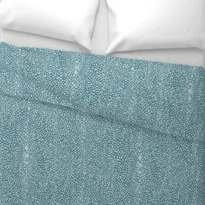$234 SPOONFLOWER SHAGREEN AQUA TEAL DOTS KING/CALIFORNIA KING DUVET COVER - Picture 1 of 6