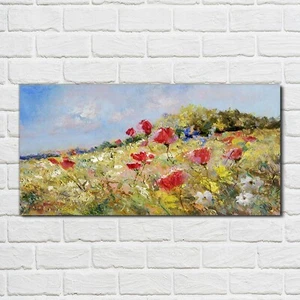 Acryl Druck Wandbild Plexiglas 100x50 Gemälde Abstrakte Wiese Blumen Landschaft - Bild 1 von 8